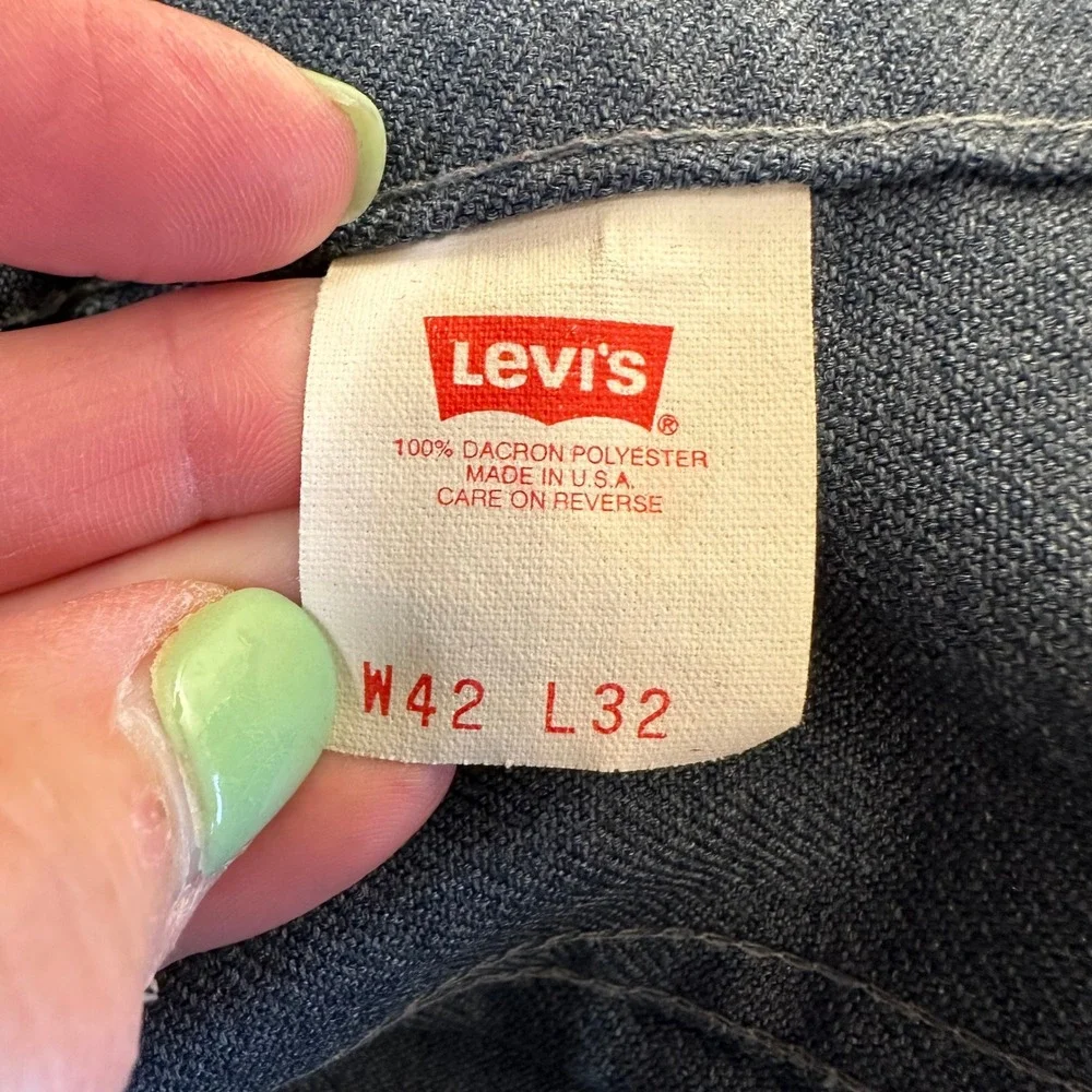 Vintage Levis Panatela Action Slacks Mens‎ 42x32 Blue Dacron Polyester Made USA